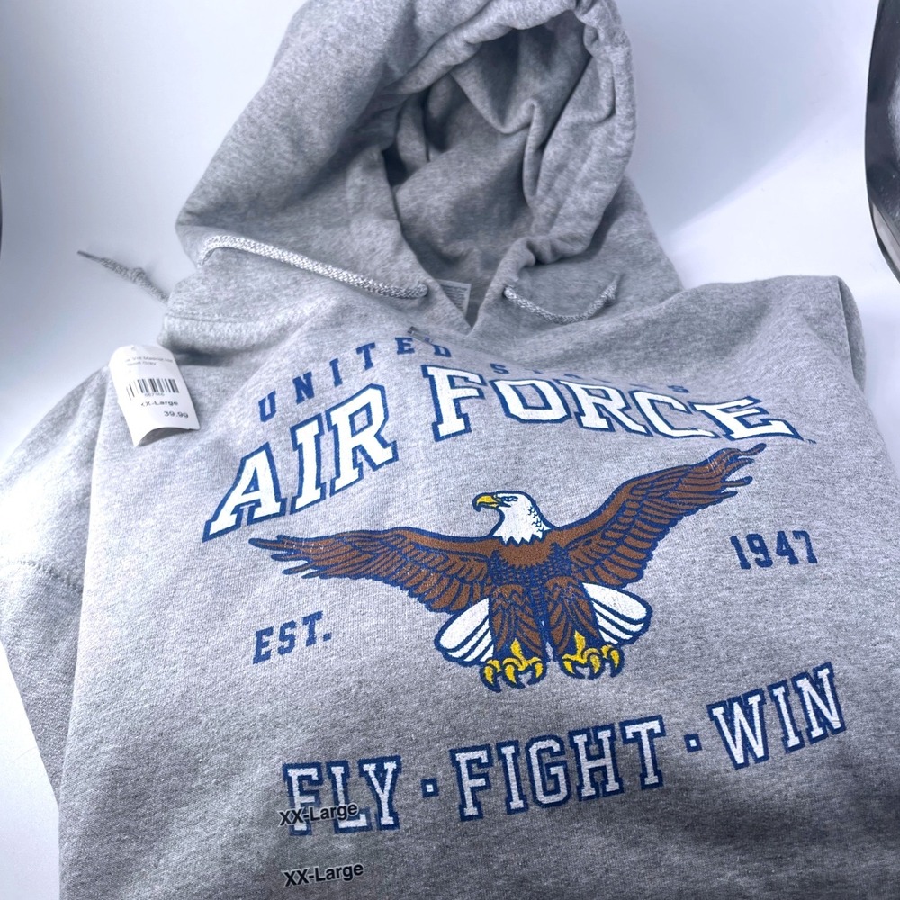 NWT United States Air Force Hoodie 2XL Gray Gildan Heavy Blend USAF Sweatshirt